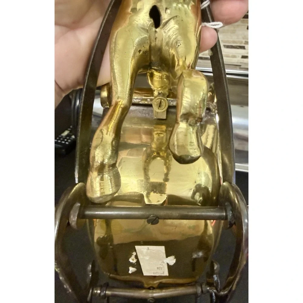 Vtg 1960's Gorgeous Brass Reindeer With Sleigh Decorative Figurine Heavy